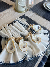Load image into Gallery viewer, Oyster Shell Napkin Rings - Beaded with Gold Trim