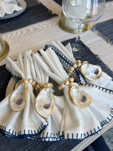 Load image into Gallery viewer, Oyster Shell Napkin Rings - Beaded with Gold Trim